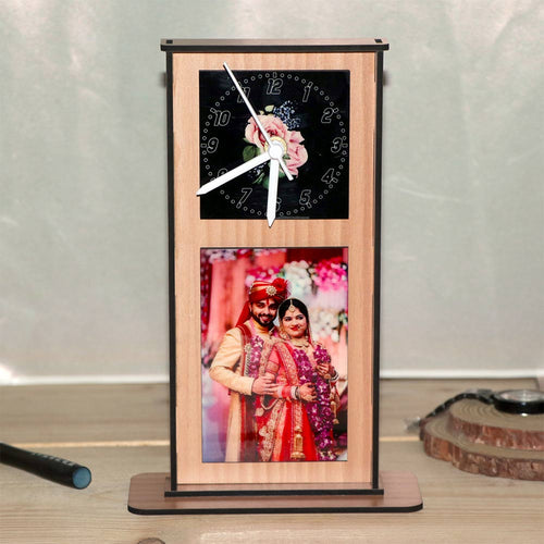 Customized Wooden Photo Table Top Clock
