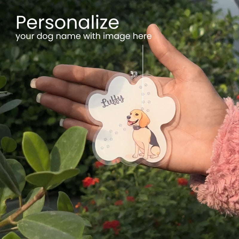 Personalized Dog Paw Tag with Name & Illustrated Pet Art (3×3")