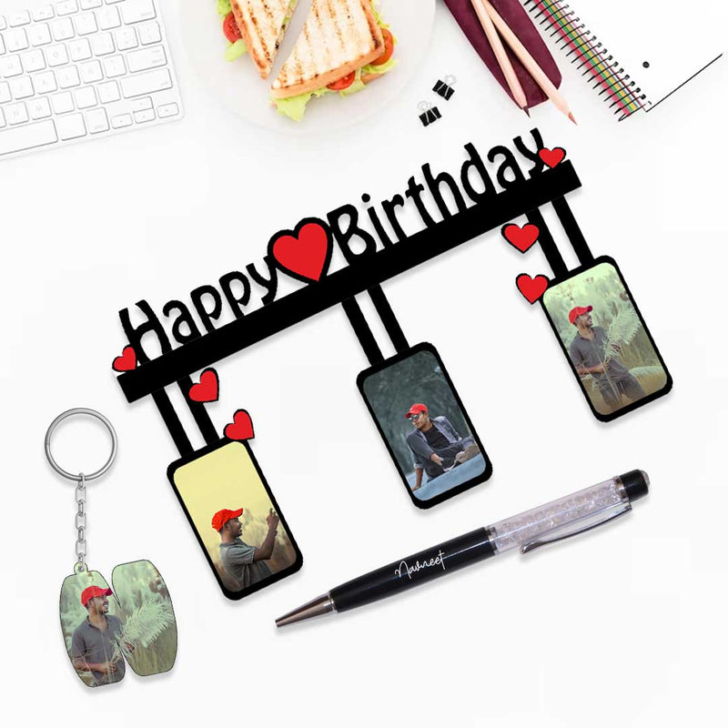 Happy Birthday Frame With Keychain & Pen - Birthday Gift Ideas | Love Craft Gifts