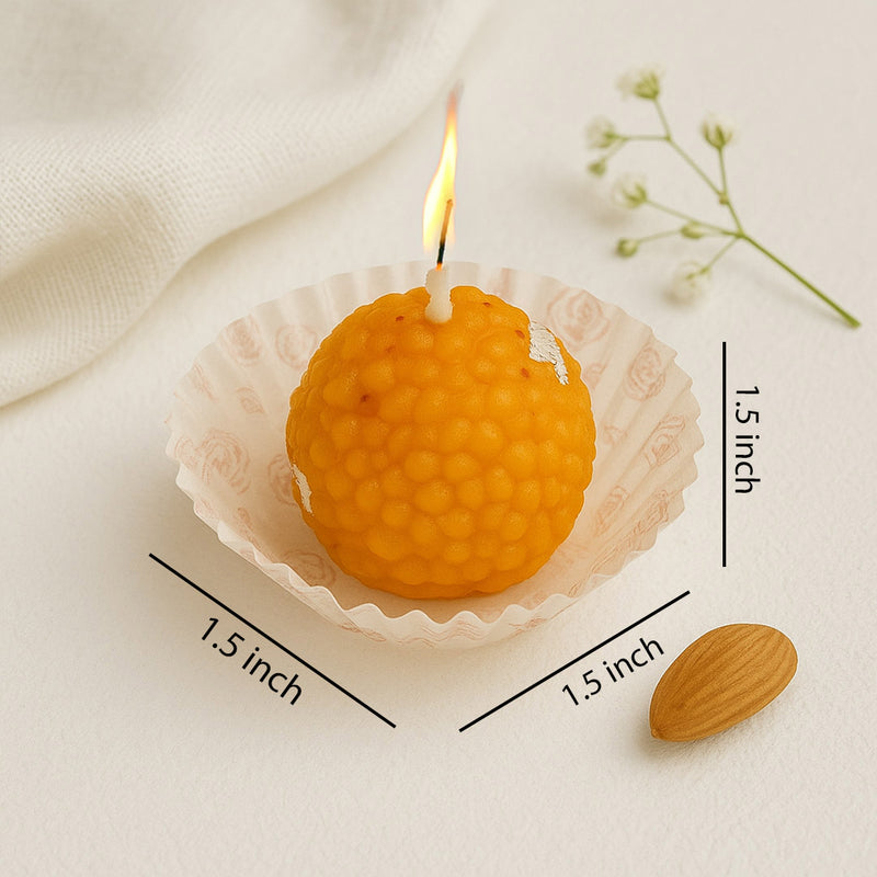 Motichoor Ladoo Shaped Candle- 4pc