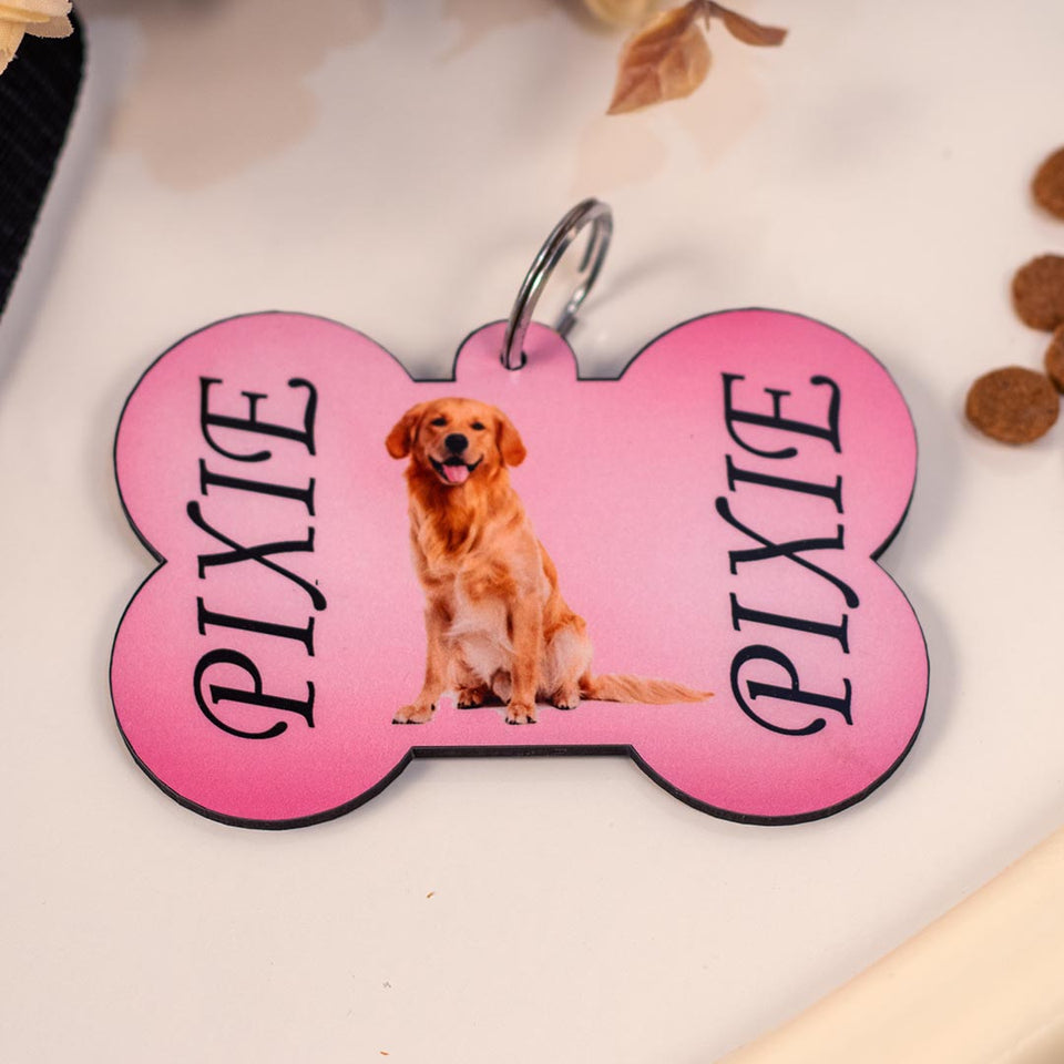 Customized Wooden Dog Name Tag - Bone