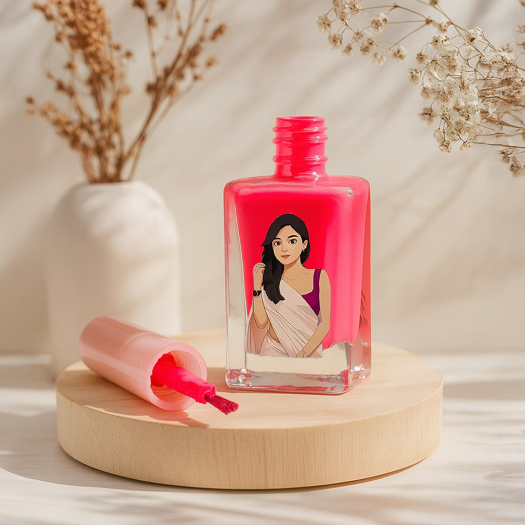 Custom Illustrated Nail Polish Bottle-Light Pink