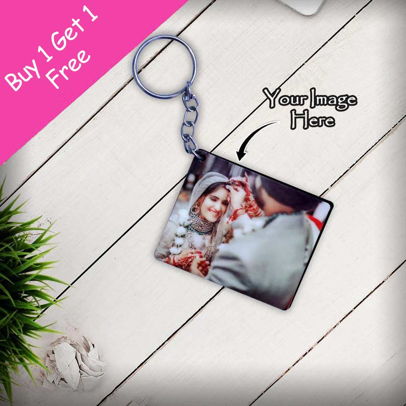 Personalized Rectangular Photo Wooden Keychain