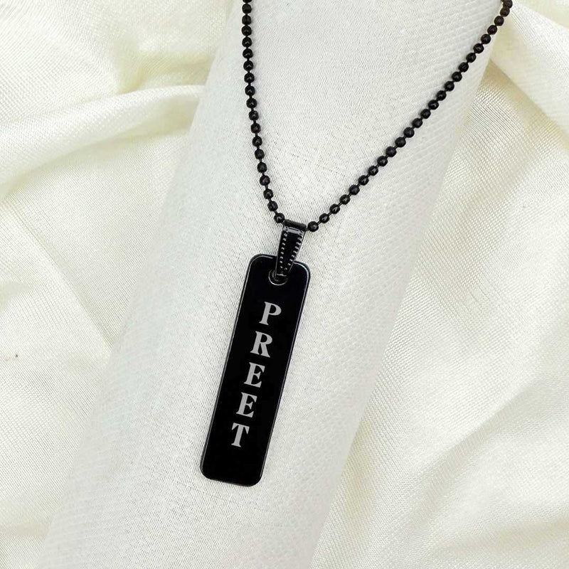 Custom Vertical Metal Name Pendant – Gold, Black & Silver Finish Options