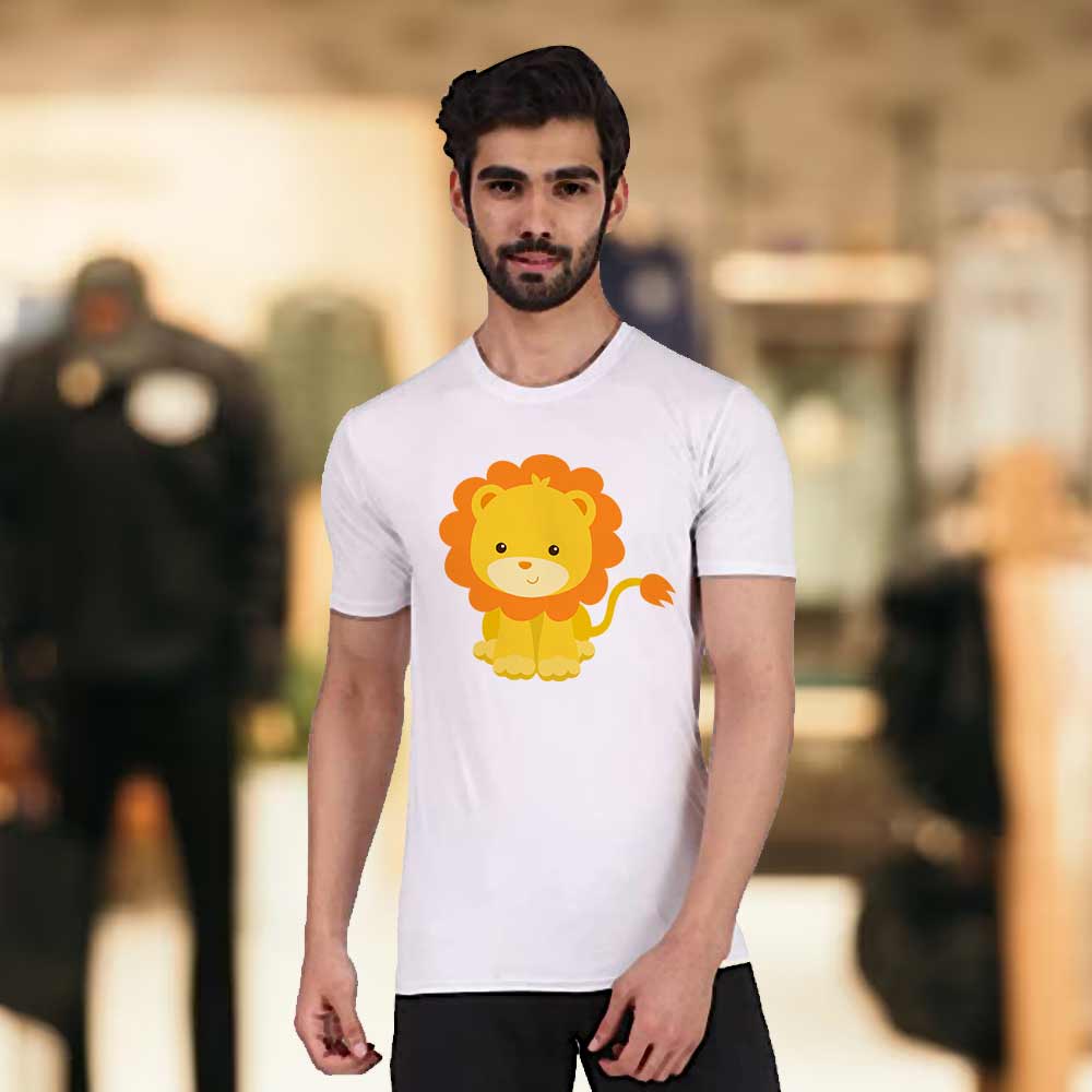 Men's White Cute Lion T-Shirt | Love Craft Gifts