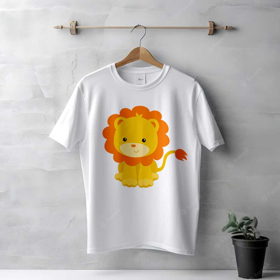 Men's White Cute Lion T-Shirt | Love Craft Gifts