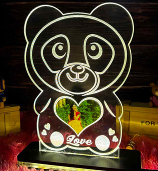 Acrylic Glowing Panda Lamp with Photo- Valentine Day