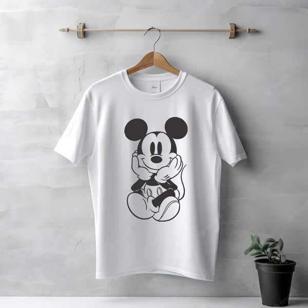 Men s White Mickey Mouse T Shirt love craft gift