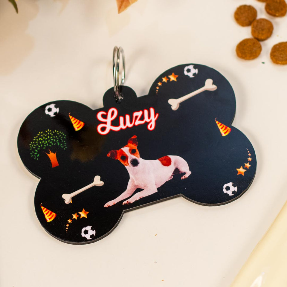 Personalized Wooden Dog Name Tag - Bone