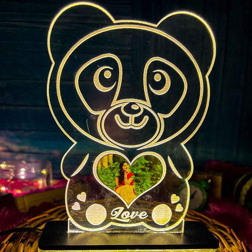 Acrylic Glowing Panda Lamp with Photo- Valentine Day