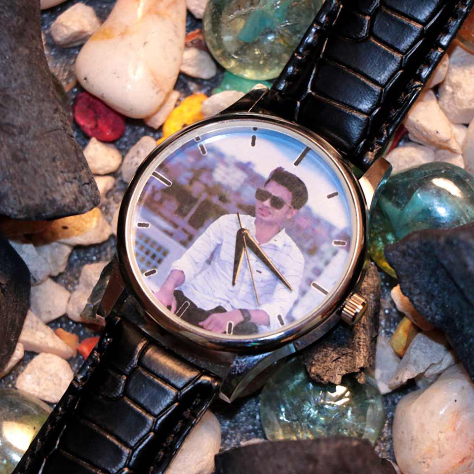 Customized Leather Couple Photo Wrist Watch Combo | Love Craft Gifts