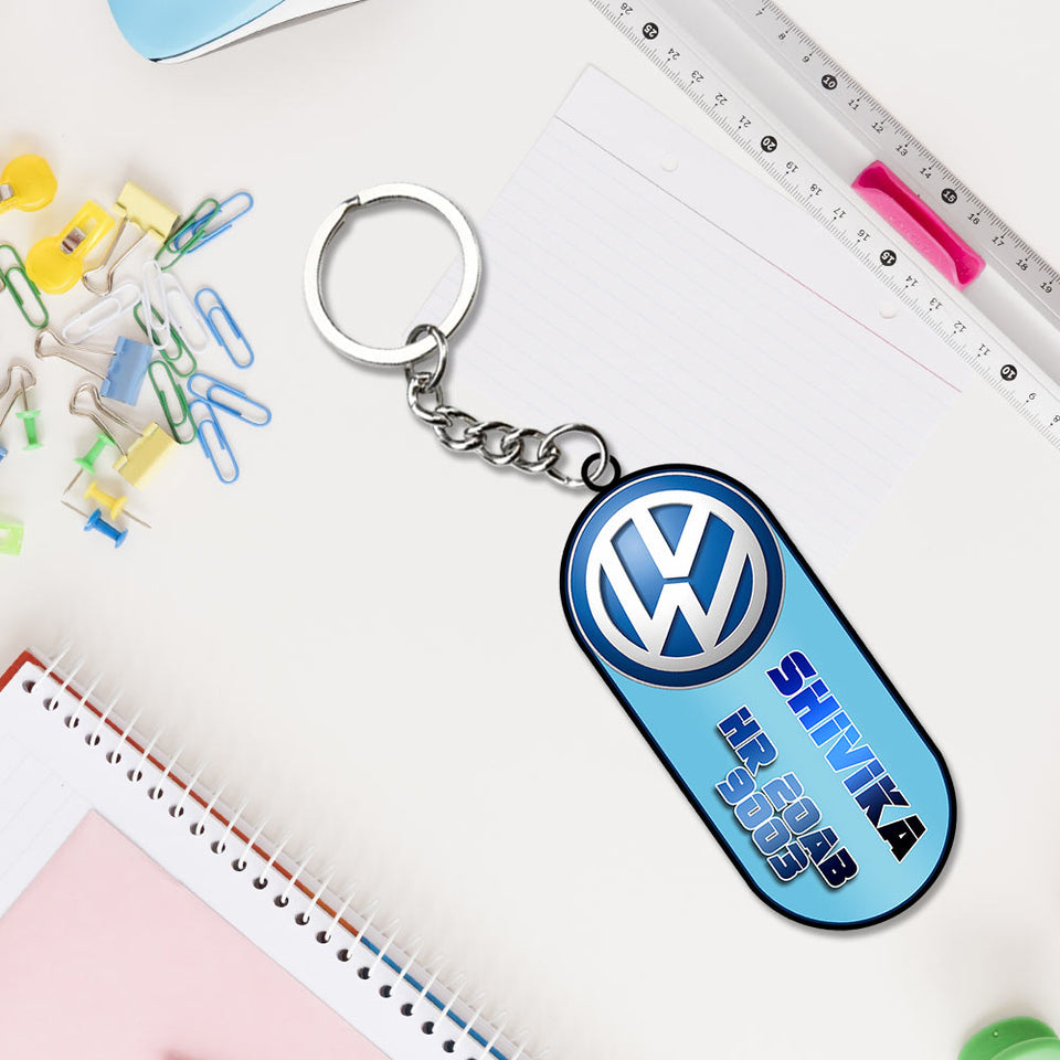 Vehicle Logo Keychain With Name And Number