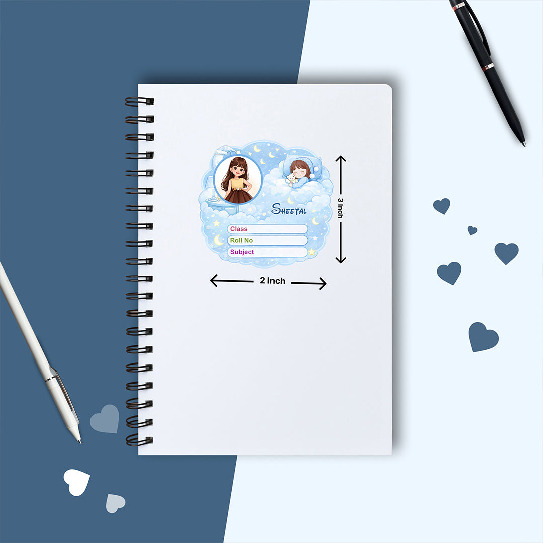 Personalized Dreamy Cloud Night Kids Name Slips (2x3 Inch, 28 Stickers) – Custom Name & Photo School Labels | Love Craft Gifts