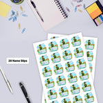 Personalized School Bus Theme Kids Name Slips (2x3 Inch, 28 Stickers) – Custom Name & Photo School Labels | Love Craft Gifts