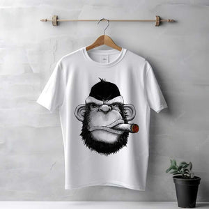 Men's White Gorilla Smoking T-Shirt | Love Craft Gifts