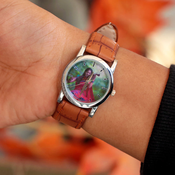 Customized Leather Couple Photo Wrist Watch Combo | Love Craft Gifts