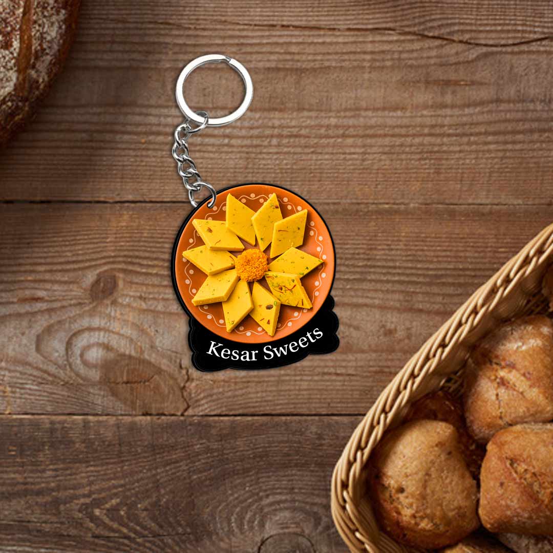 Customized Indian Sweets Keychain Or Keyring With Name