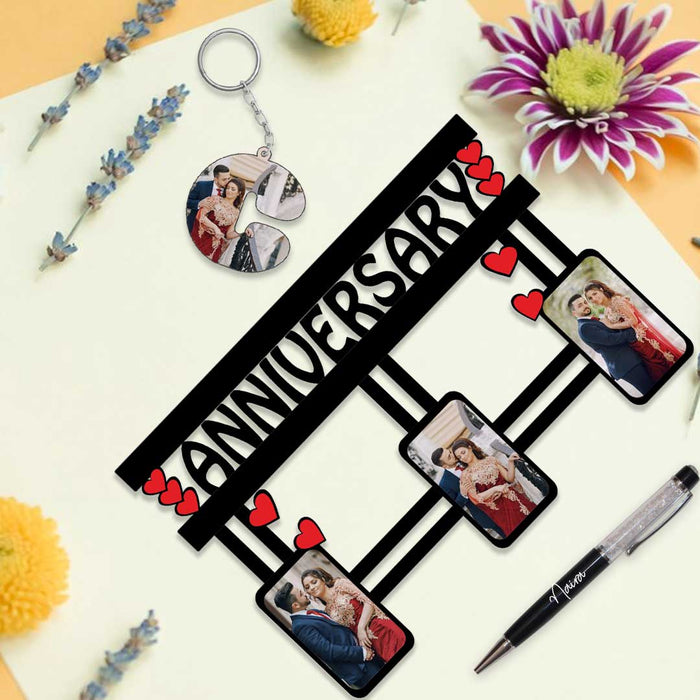 Happy Anniversary Frame, Pen & Keychain Gift Combo | Love Craft Gifts