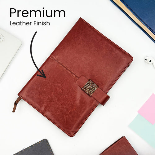 Tan PU Leather A5 Journal – Custom  with Name & Logo