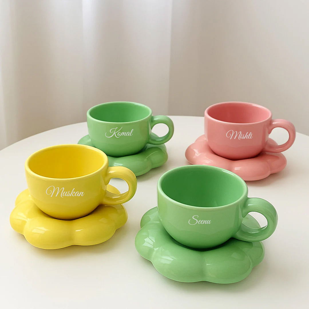 Bubble Base Ceramic Cup & Saucer Set