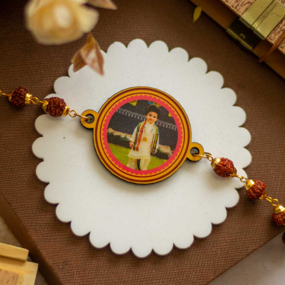 Personalized Name Rudraksha Rakhi for Raksha Bandhan | Love Craft Gifts | 