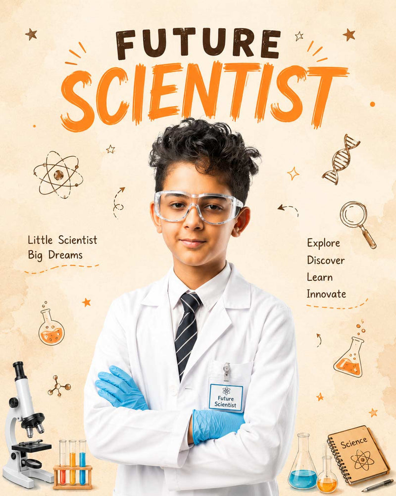 Personalized Future Scientist Digital Portrait for Kids | Custom Scientist Artwork