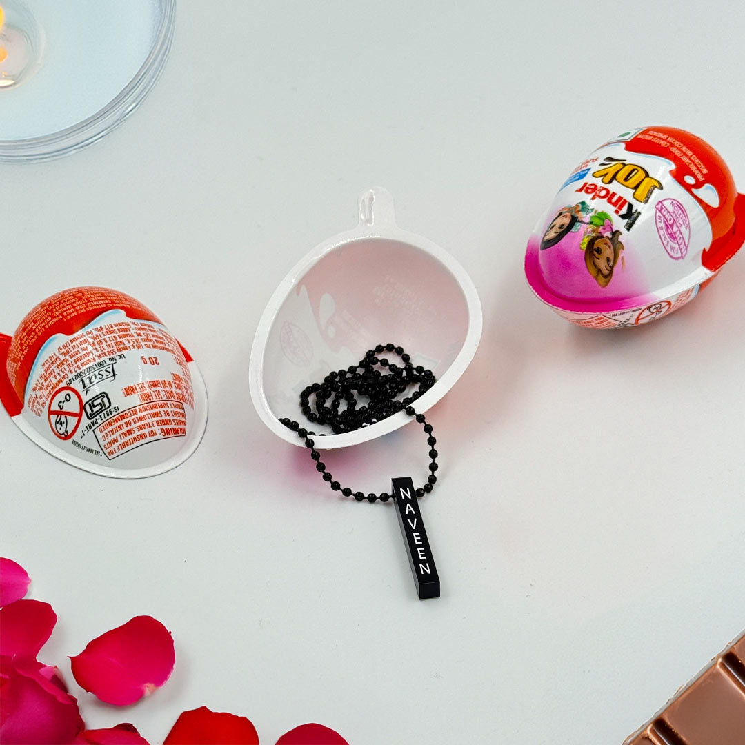 Surprise Gift Inside Kinder Joy | Personalized Name Pendant