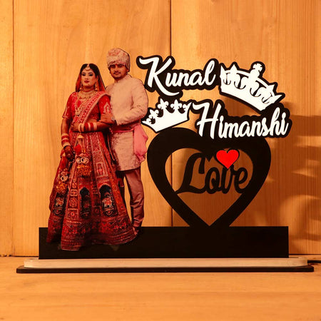 Married Couple Neon LED Photo Wooden Table Top | Love Craft Gifts