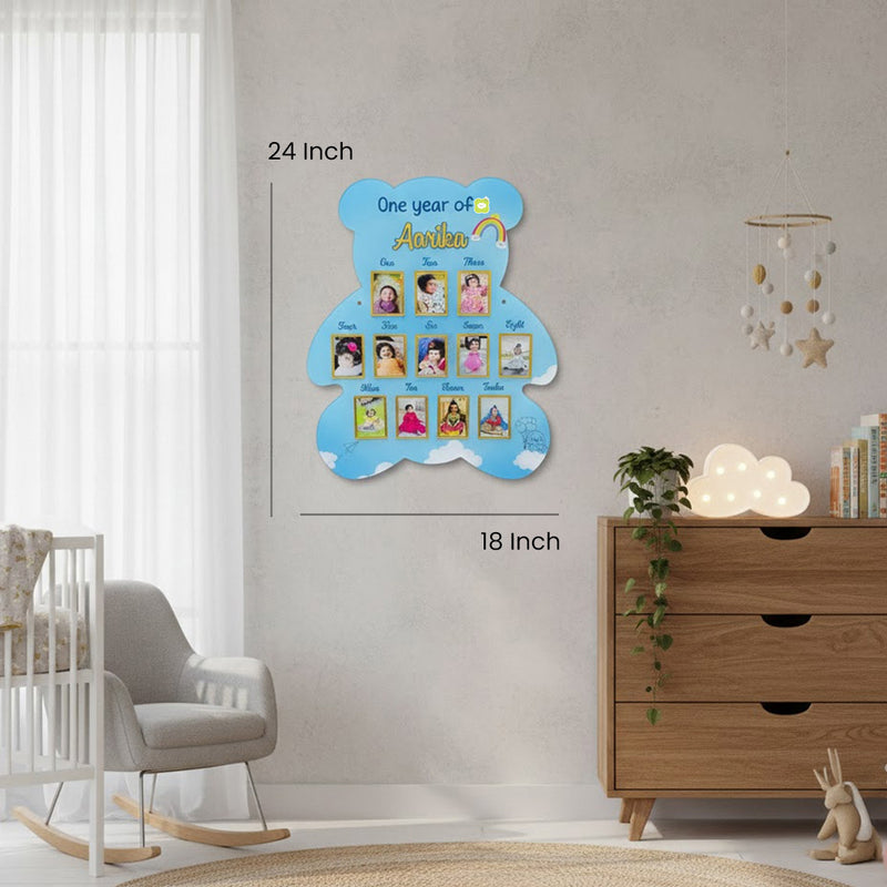 Teddy Shape Baby Monthly Milestone Photo Frame – 18×24”