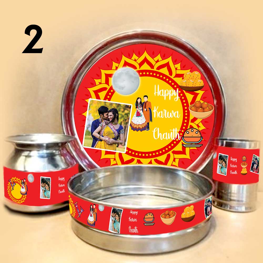 Customized Karwa Chauth Pooja Thali Set | Love Craft Gifts