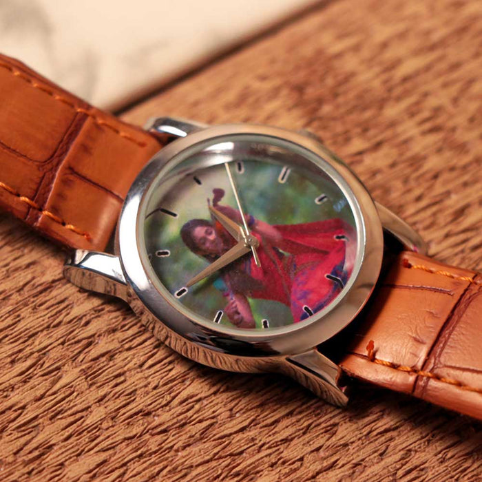 Customized Brown Leather Wrist Watch | Love Craft Gifts