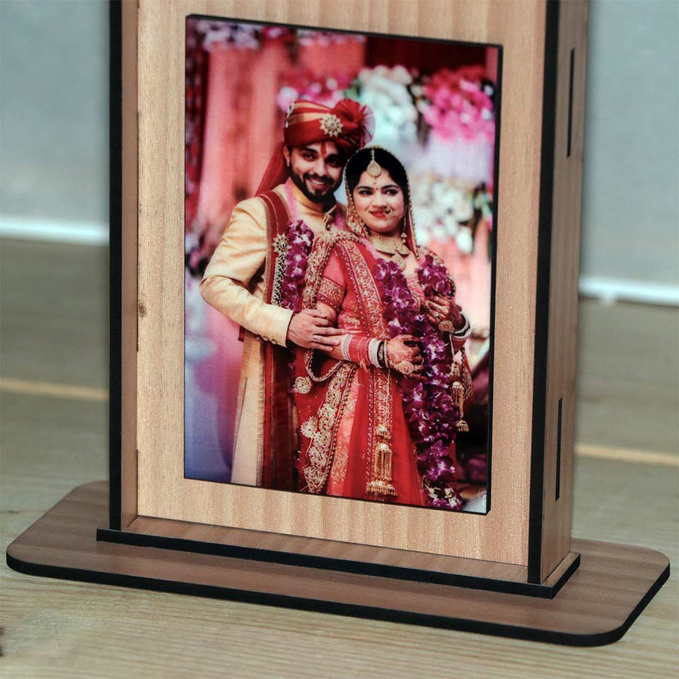 Customized Wooden Photo Table Top Clock