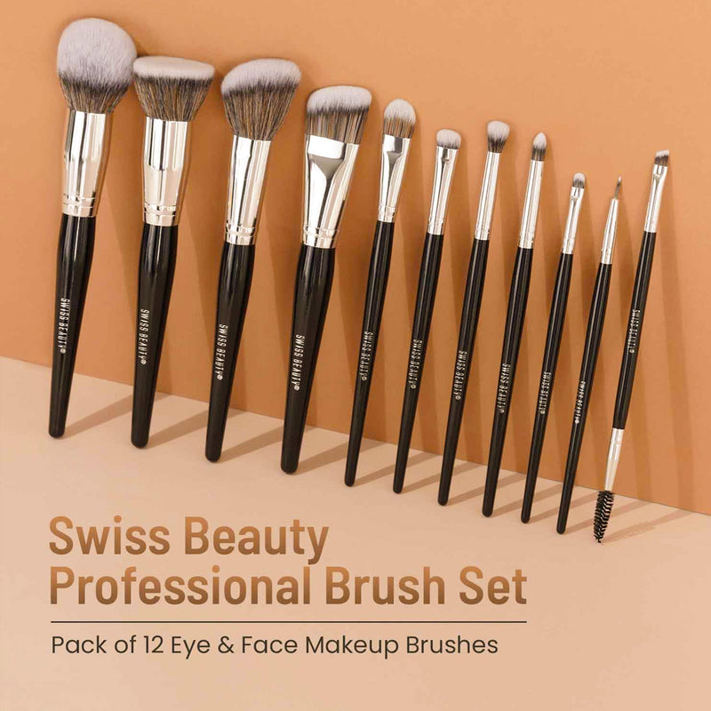 Personalized Swiss Beauty 12 -Piece Makeup Brush Set
