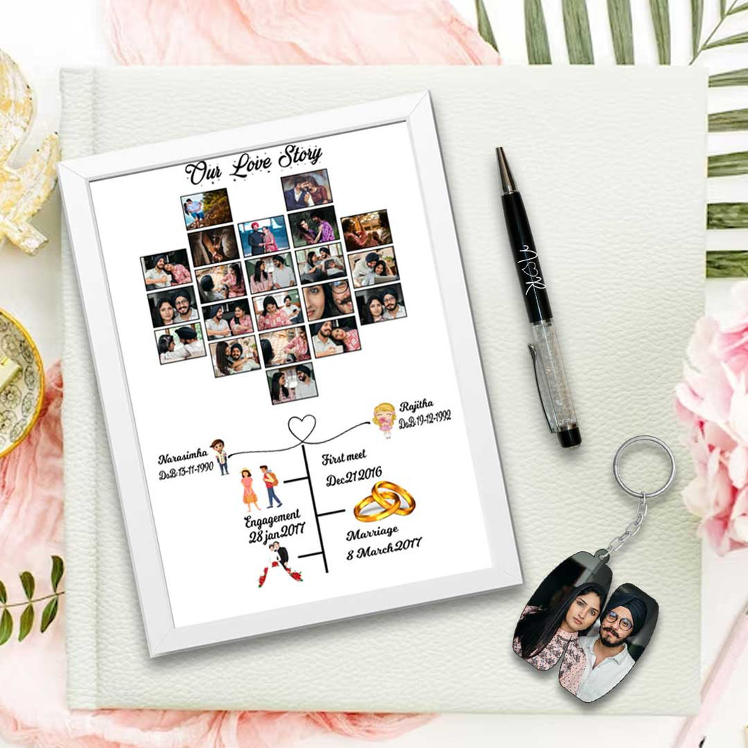 Love Story Frame, Pen & Keychain Combo | Love Craft Gifts