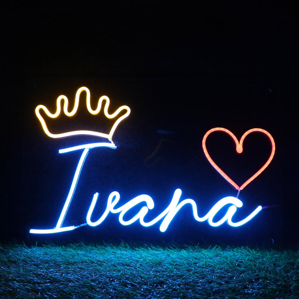 Customized Neon Name Light Frames With Crown