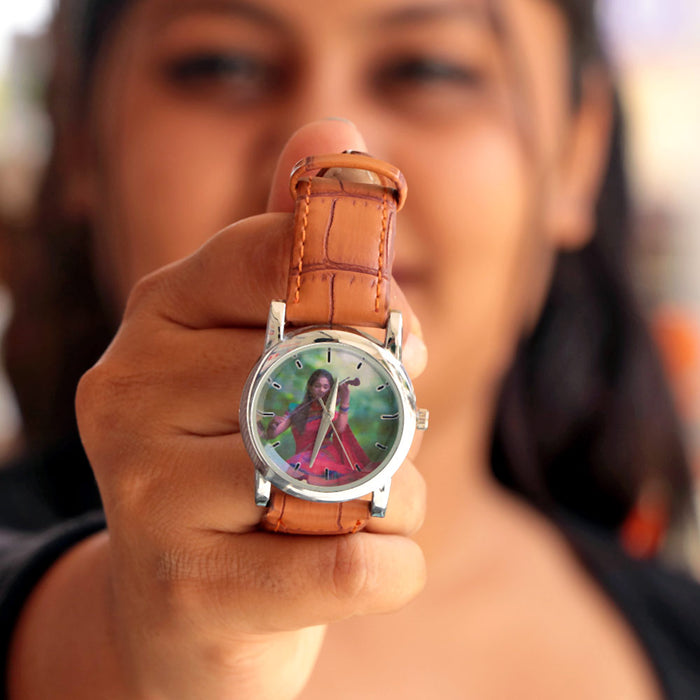 Customized Leather Couple Photo Wrist Watch Combo | Love Craft Gifts