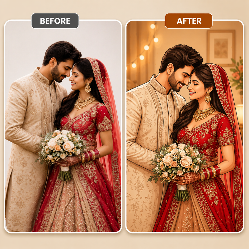 Personalized LED Acrylic Wedding Couple Cartoon Wall Frame (24x36")