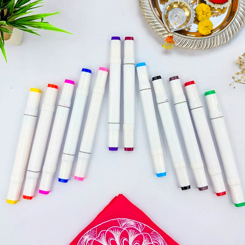 Navratri  Dual Tip Professional Artist Marker - Set of 12 Piece