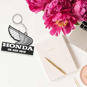 Vehicle Logo Keychain With Name And Number | Love Craft Gifts