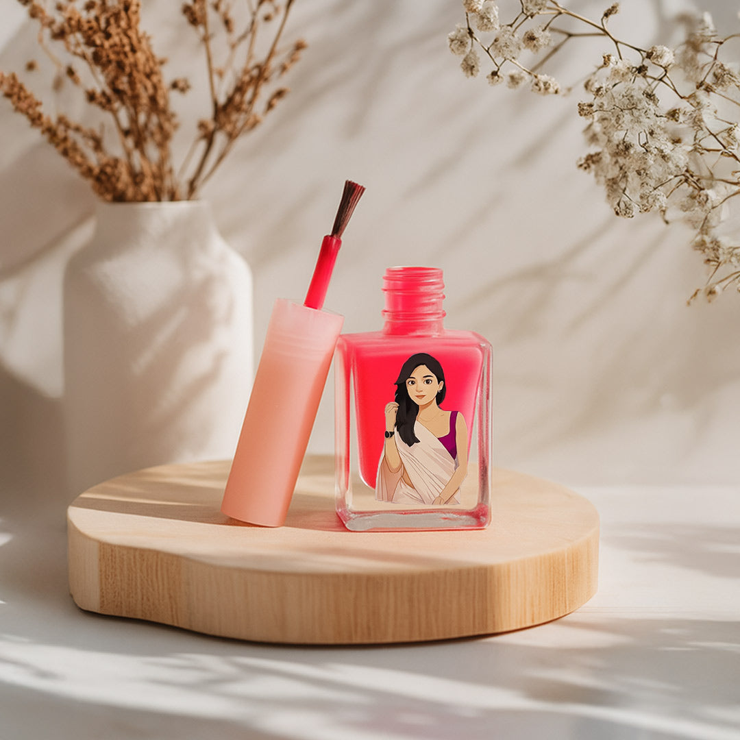 Custom Illustrated Nail Polish Bottle-Light Pink