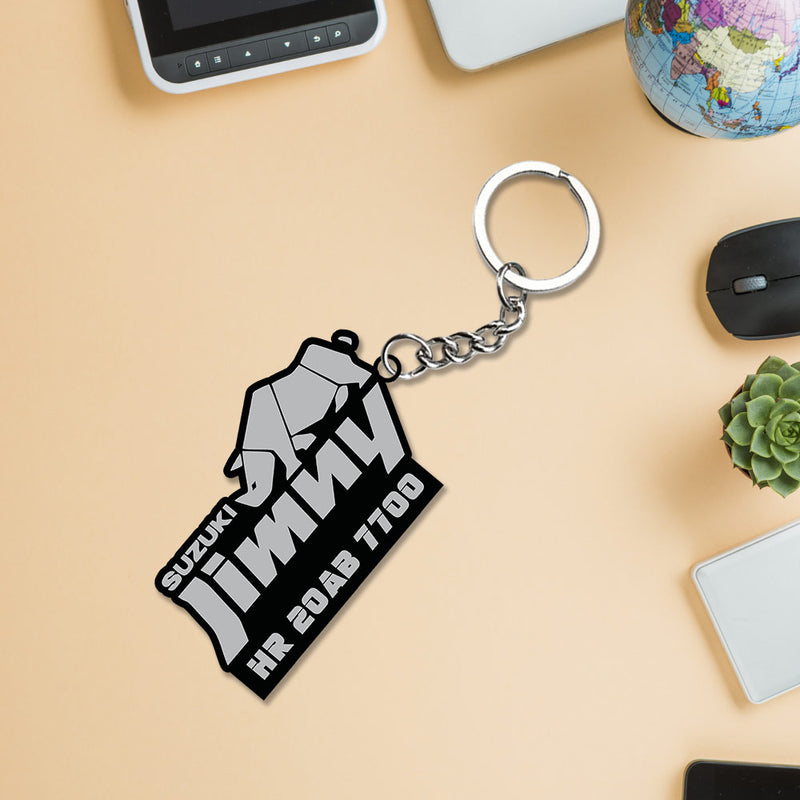 Vehicle Logo Keychain With Name And Number