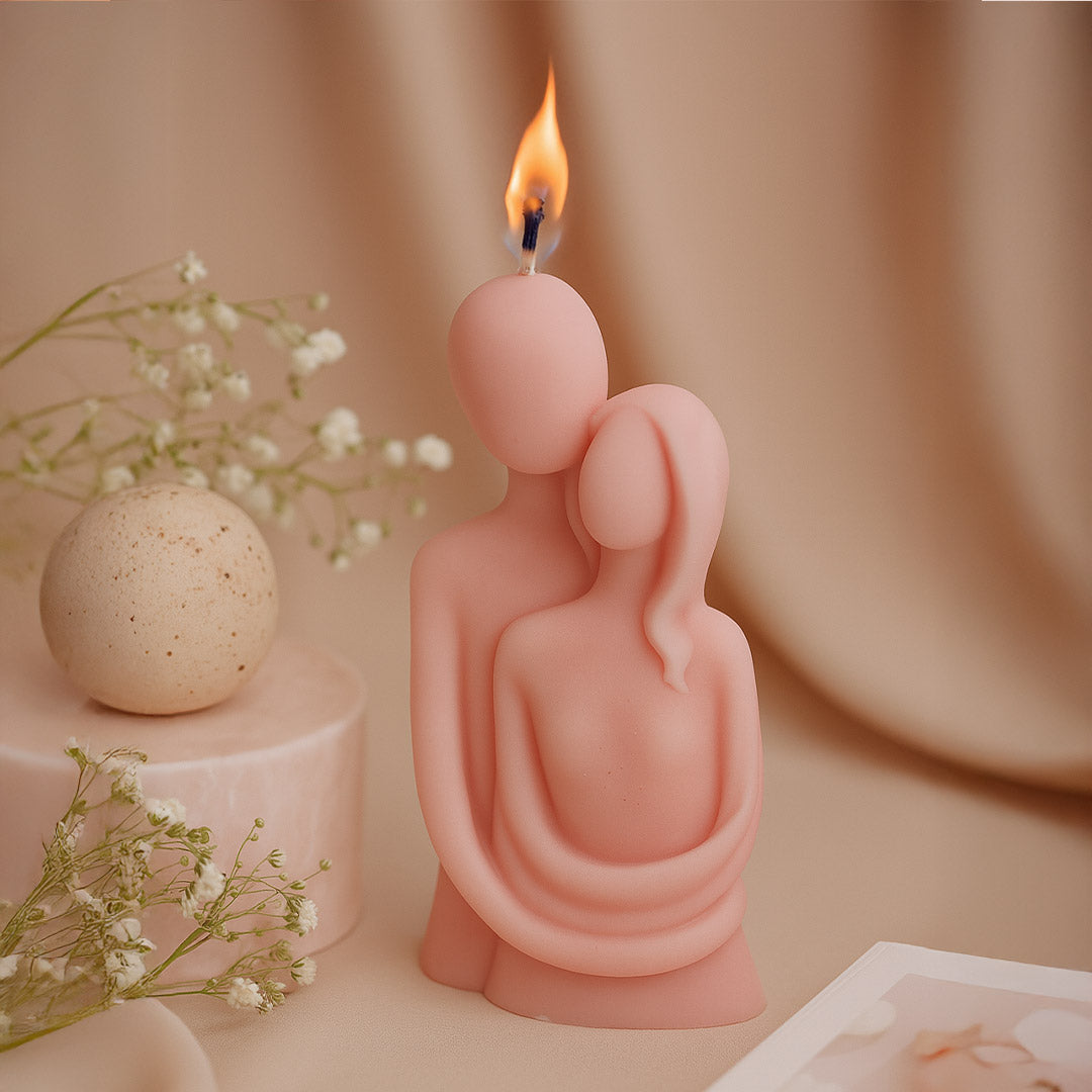 Romantic Couple Hug Candle Sculpture
