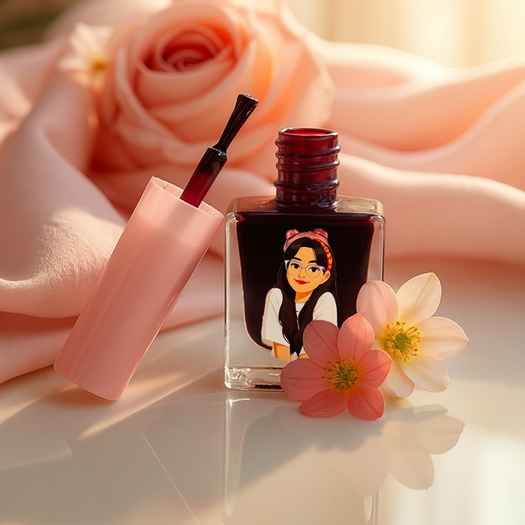 Custom Illustrated Nail Polish Bottle-DarkBrown