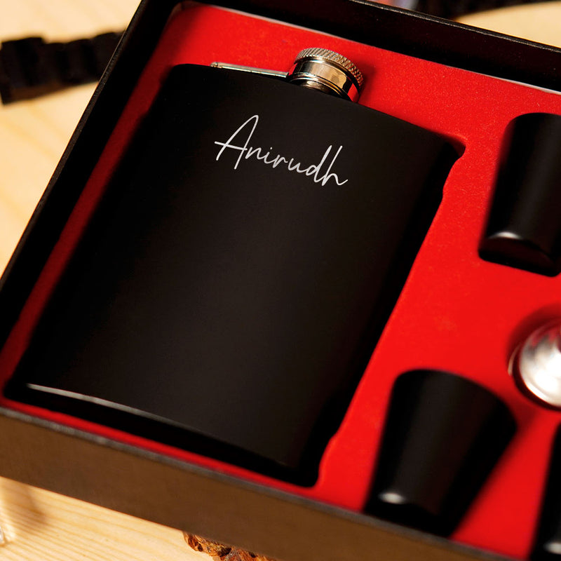 Personalized Hip Flask And Shot Glasses Set