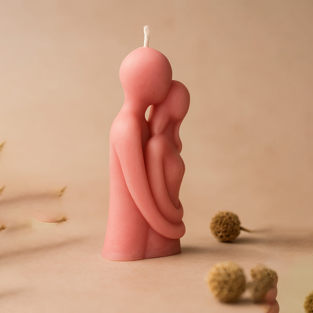 Romantic Couple Hug Candle Sculpture
