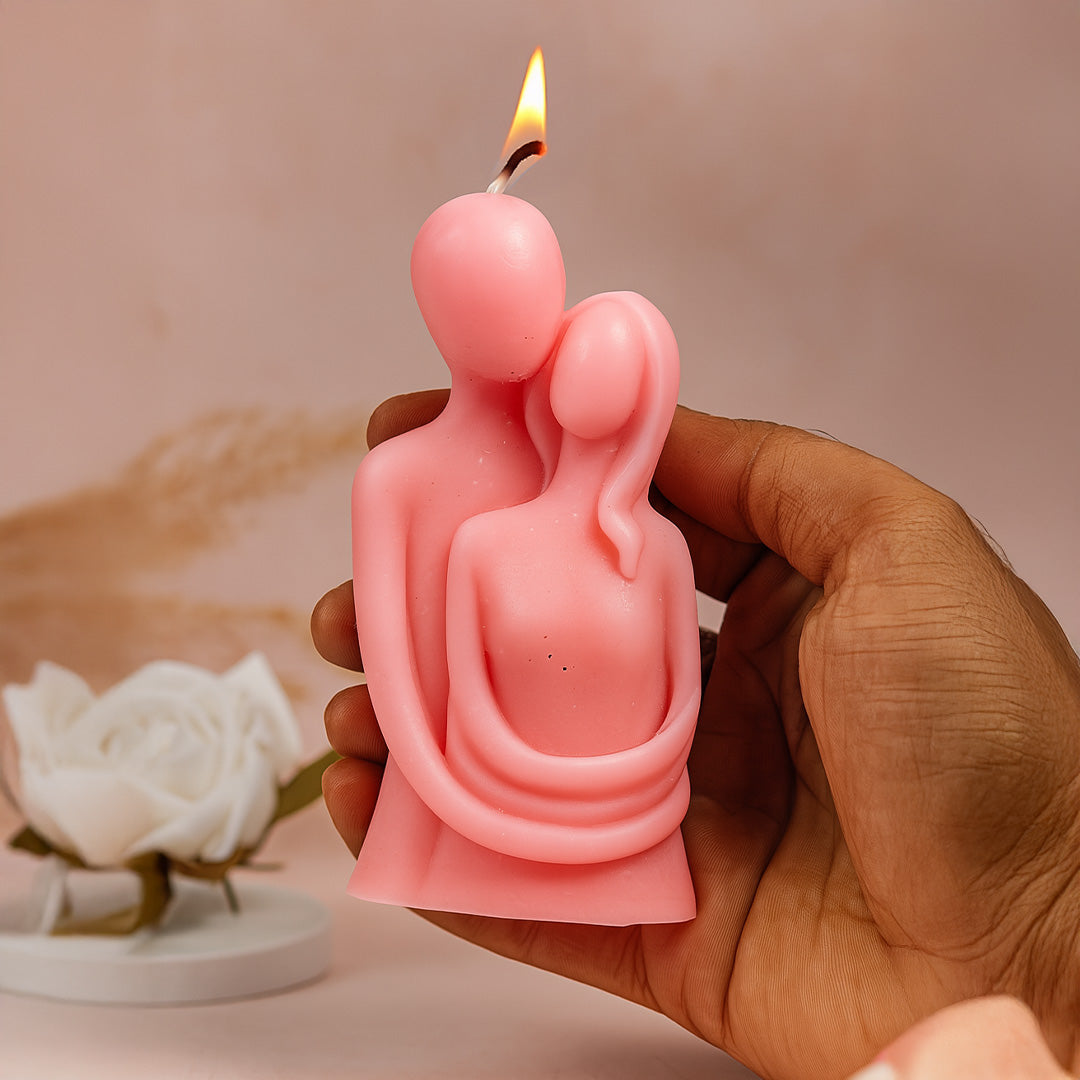 Romantic Couple Hug Candle Sculpture