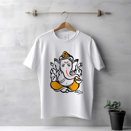Men's White Lord Ganesha T-Shirt | Love Craft Gifts