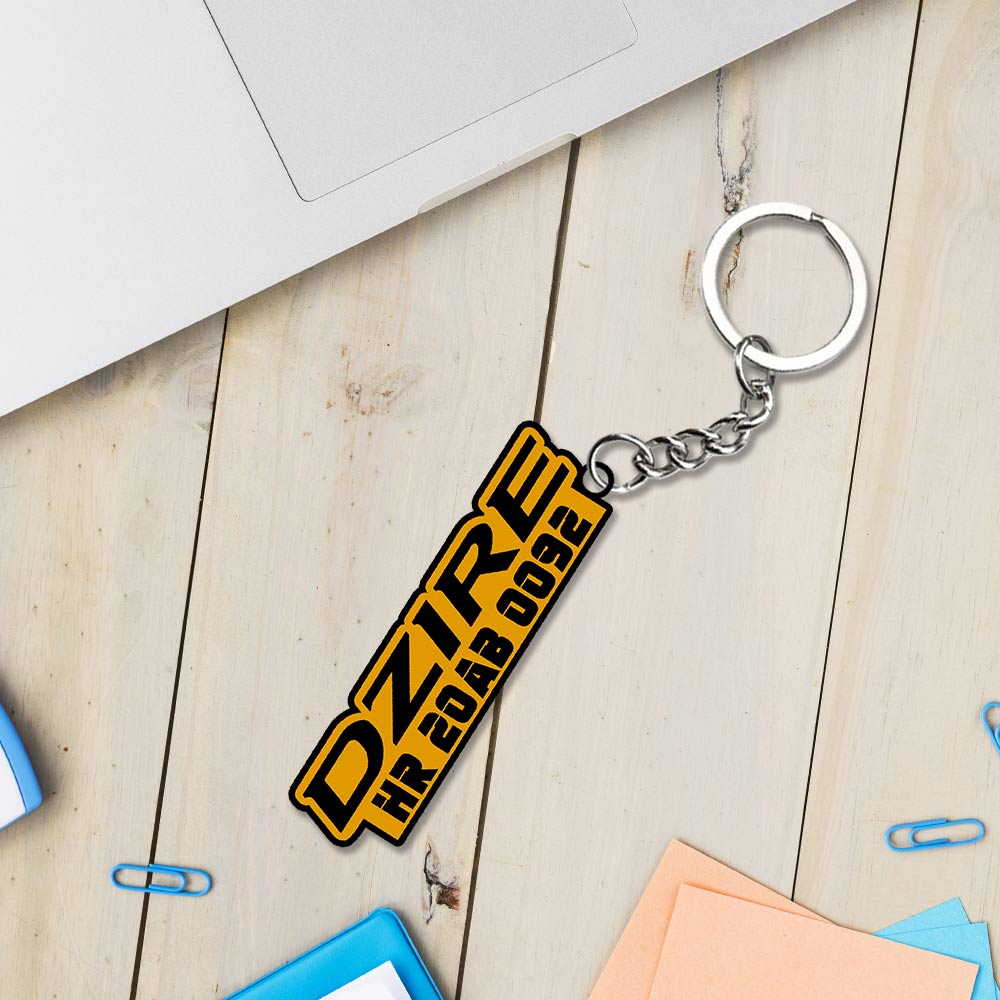 Vehicle Logo Keychain With Name And Number