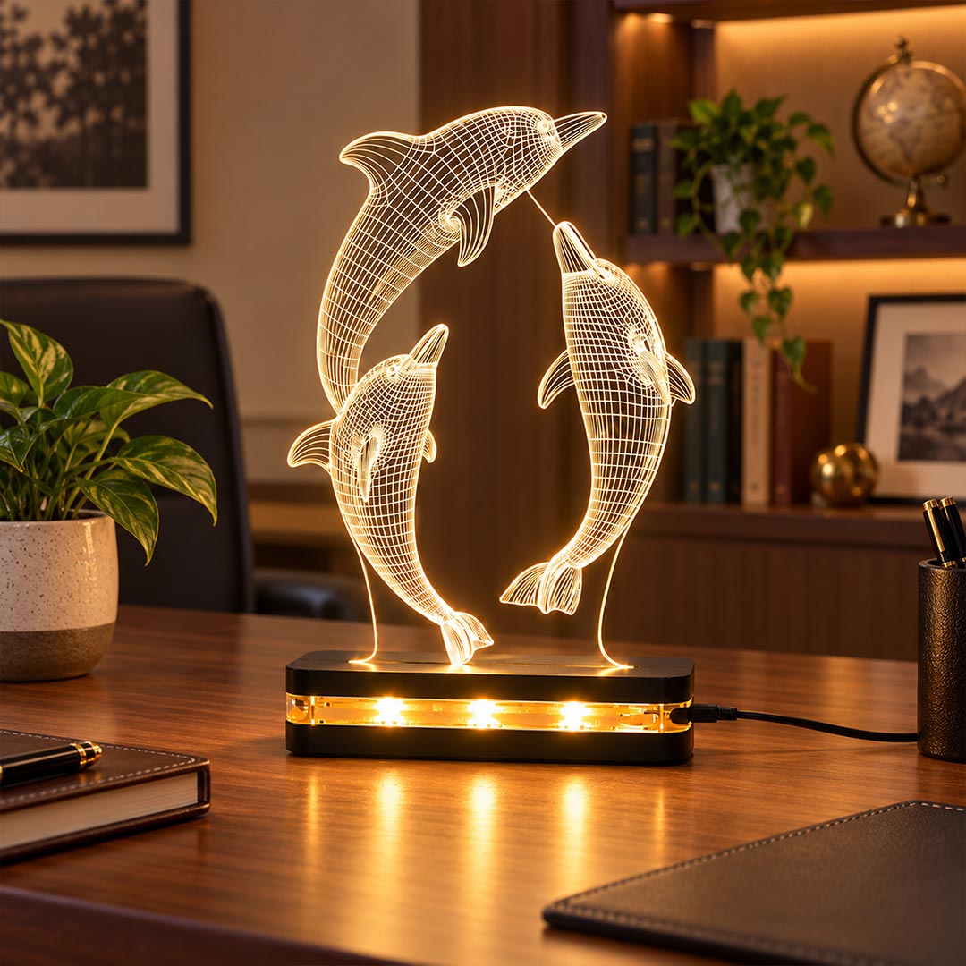 3D Dolphin Table Lamp for Bedroom Décor | Love Craft Gifts™