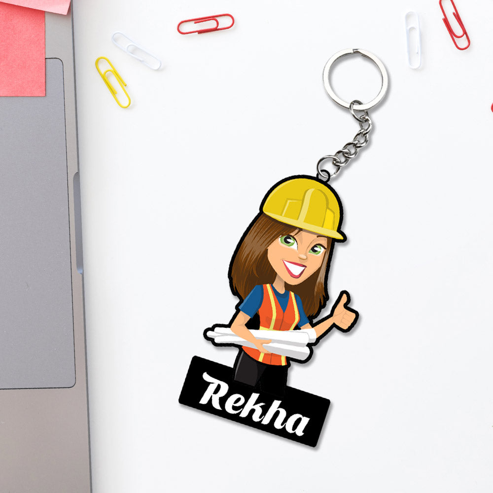 Engineer Keychain For Women With Name - love craft gift